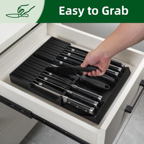 Bamboo In Drawer Knife Block Organizer
