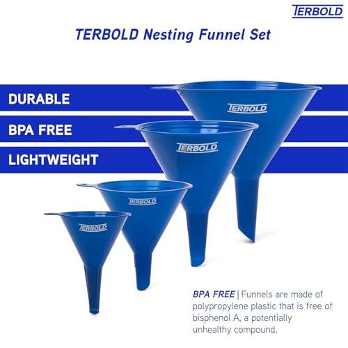 4pc Funnel Nesting Set in BPA Free Plastic for Kitchen Cooking