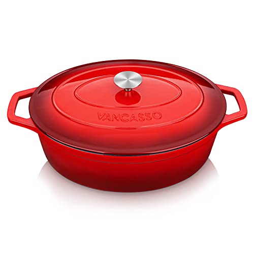 9.3 Qt Oval Enameled Cast Iron Dutch Oven with Lid