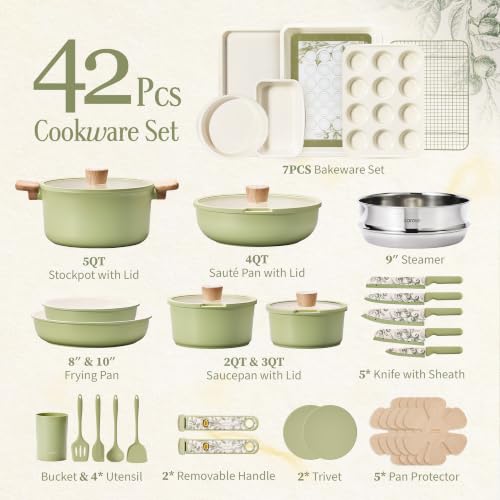 42pcs Ceramic Cookware Set