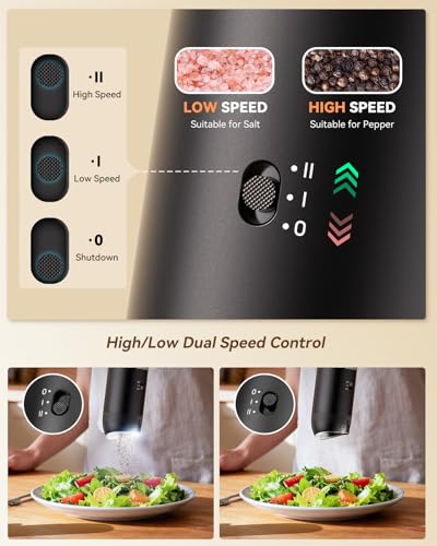 Gravity Electric Salt and Pepper Grinder Set with Charging Base (2 Count)