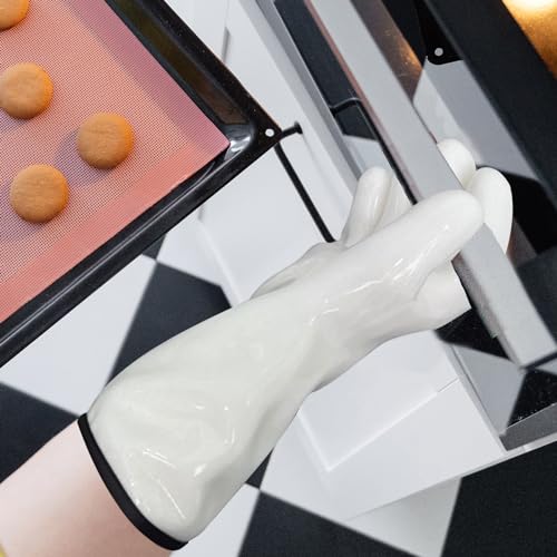 Heat Resistant Oven Gloves for Kitchen Baking Food Contact Grilling Gloves White