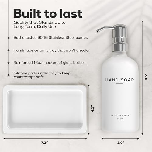 White Glass Soap and Lotion Dispenser Set by Brighter Barns