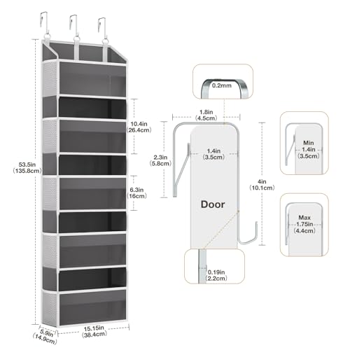 Over the Door Organizer with 5 Front & 10 MeshSide Pockets