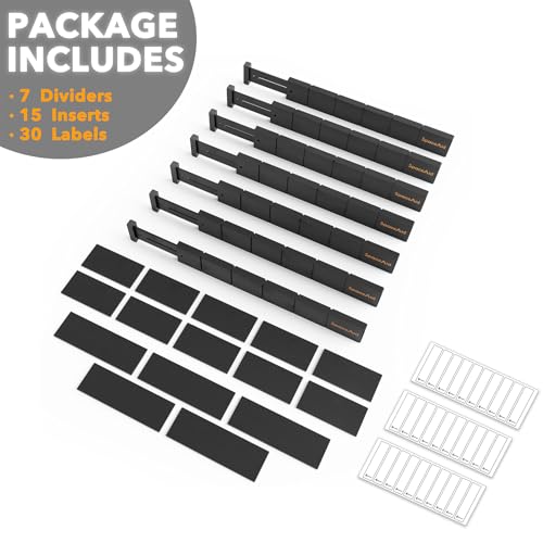 Bamboo Drawer Dividers with Inserts and Labels