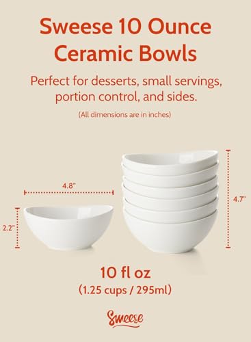 10 oz Small White Porcelain Bowls (6 Count)
