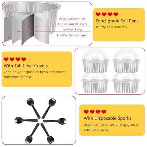 5oz Cupcake Tins with Dome Lids 100 Pack (5 Fl Oz)