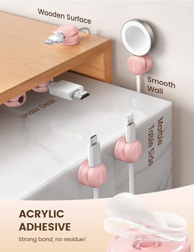 6 Pack Pink Rotatable Spring Cord Organizer Cable Clips (6 Count)