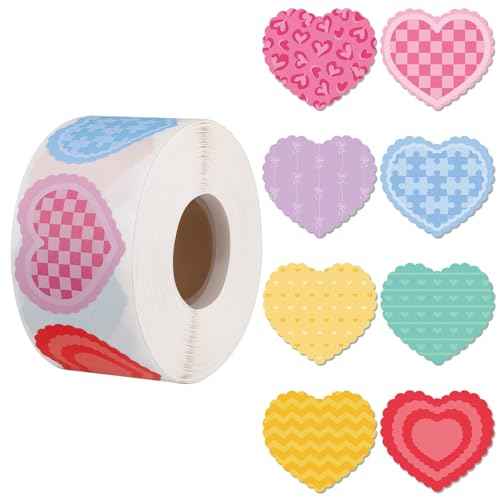 500 Heart Stickers Roll (500 Count)