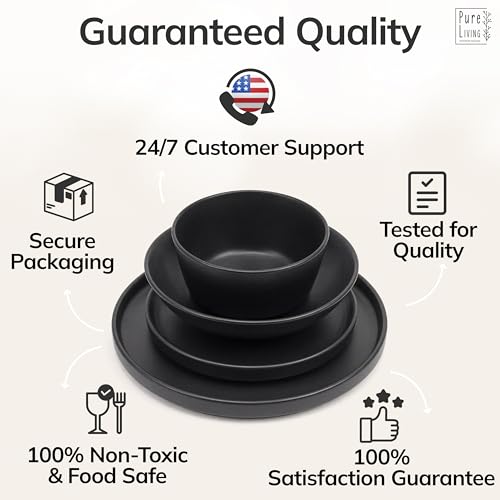 16 Piece Black Dinnerware Set for 4 (16 Count)