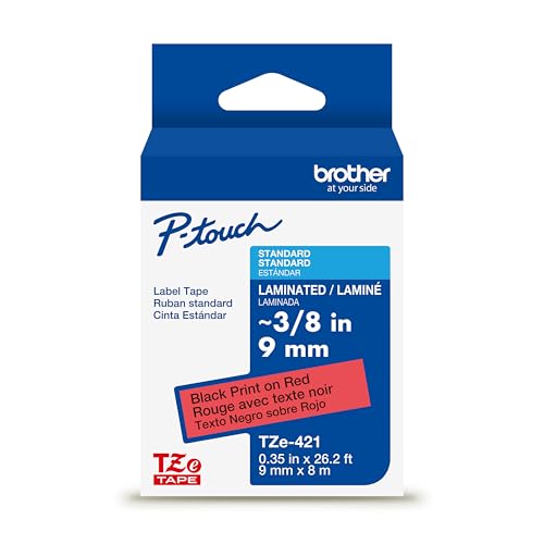 Genuine P Touch TZe Black Print on Red Label Tape