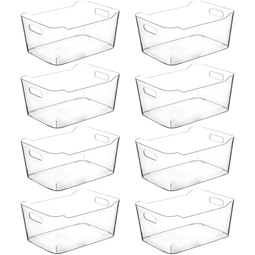 Clear Plastic Storage Bins for Kitchen Organization or Pantry Organizers and Storage (8 Count)