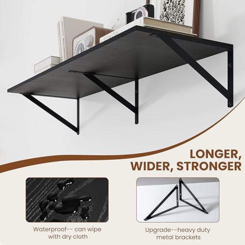 36W x 12D Deep Floating Shelves Set of 2 Black (2 Count)