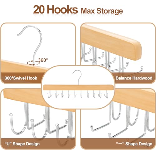 2 in 1 Belt Tie Hanger for Closet Max 30 Belts with 30 Ties Capacity