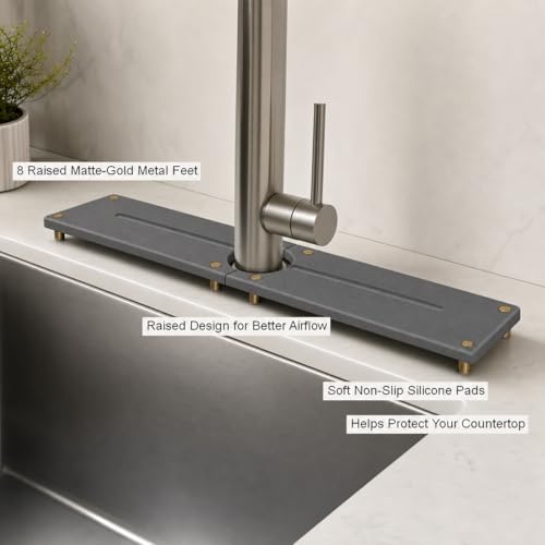 2PCS Stone Faucet Mat for Kitchen Sink