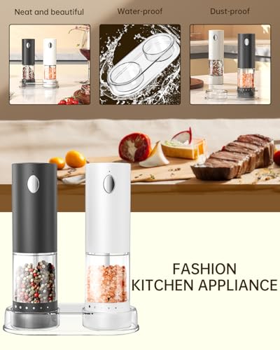 Electric Salt and Pepper Grinder Set Rechargeable Salt and Pepper Mills with 6 (2 Count)