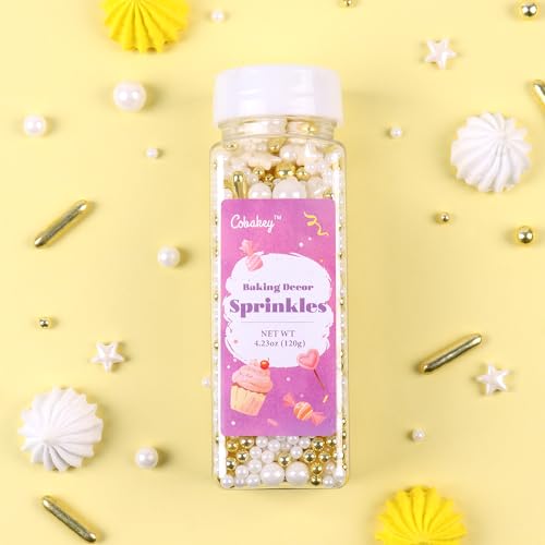 White Deluxe Gold Sprinkles for Cake Decorating 4.23ounce (4.23 Ounce)