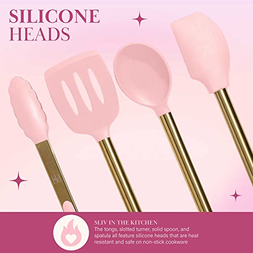 Kitchen Set Tool Crock with Silicone Cooking Utensils