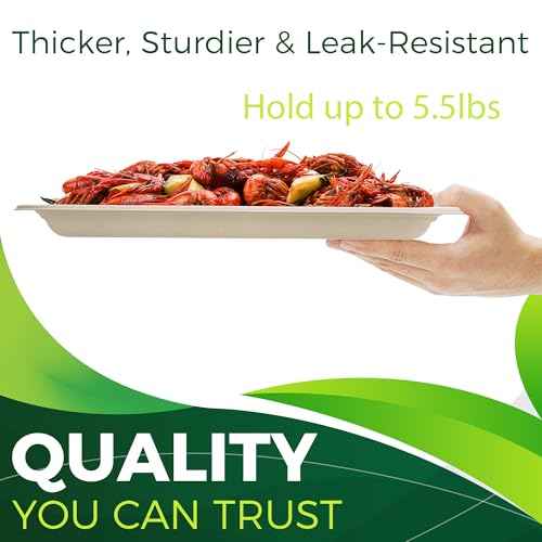 50 Pack Brown 14" Heavy Duty Disposable Rectangle Food Trays (50 Count)
