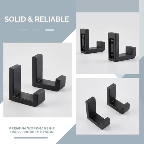 Towel Hooks for Bathrooms Matte Black (4 Count)