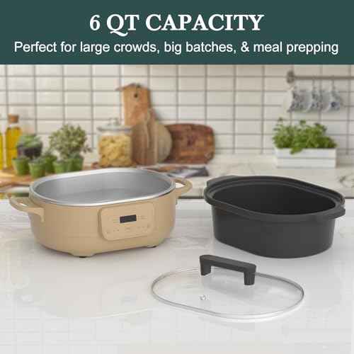 6 Quart Programmable Slow Cooker Removable Healthy Nonstick Pot
