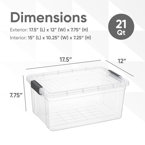21 Quart Clear Plastic Storage Boxes with Lids (4 Count)