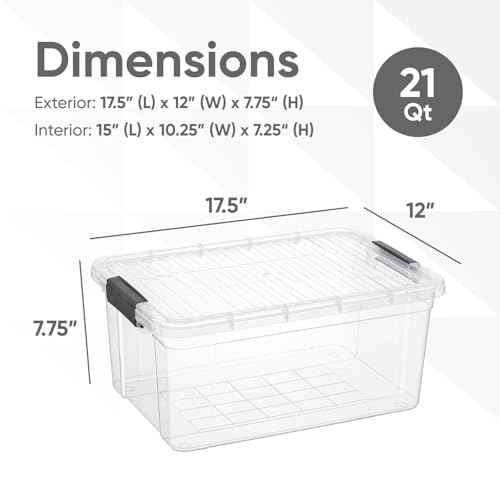 21 Quart Clear Plastic Storage Boxes with Lids (2 Count)