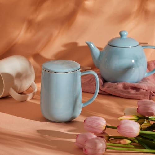 20 OZ Porcelain Tea Mug with Infuser and Lid