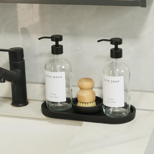 Set of 5 Kitchen Soap Dispenser Set 16 Oz Glass Hand Dish Soap Dispenser with Stainless Steel Pump (5 Count)