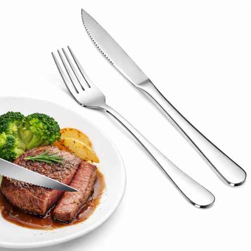 20 Piece Steak Knife and Dinner Fork Set for 10 (20 Count)