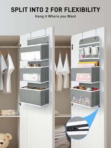 Over the Door Storage Organizer for Nursery Closet 6 Tier Grey