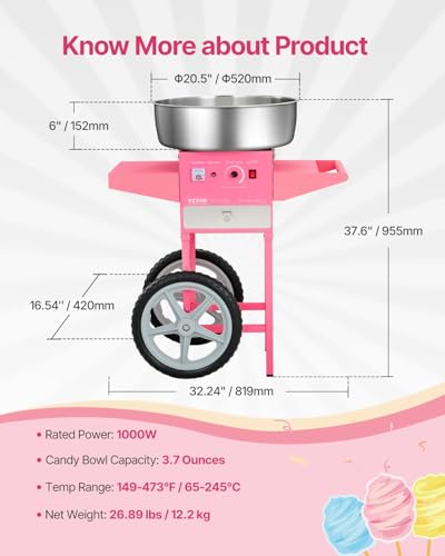 Electric Cotton Candy Machine with Cart