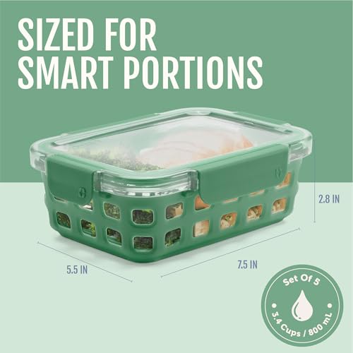 Duraglass 3.4 Cup Glass Meal Prep Containers (5 Count)