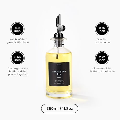Olive Oil Dispenser Bottle for Kitchen With Weighted Pourer (4 Count)