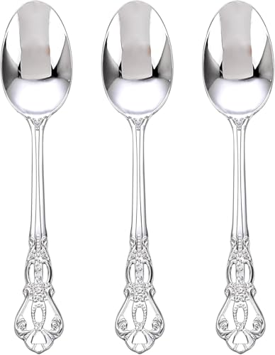 75PCS Silver Plastic Spoons 8.1inch Vintage Soup Spoons for Parties (75 Count)