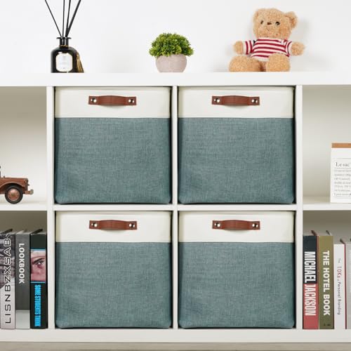 Storage Bins 4 Pack Of 13x13x13 Decorative Storage Cube Bins Suit Office (4 Count)