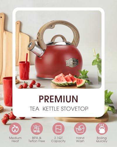 2.1 Qt Whistling Tea Kettle for Stovetop with Heat