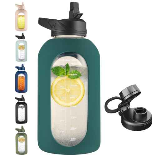 64 oz Glass Water Bottle with Straw