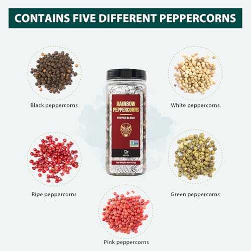 Pink Salt 18 Oz + Rainbow Peppercorns 8 Oz (28 Ounce)