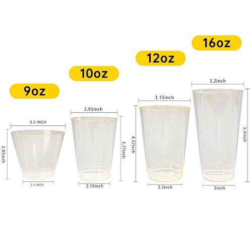100 Pcs Gold Plastic Cups (100 Count)