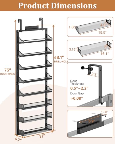 8 Tier Over the Door Pantry Organizer