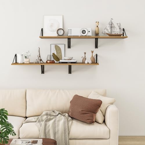 16W x 12D Deep Floating Shelves Set of 3 Oak (3 Count)