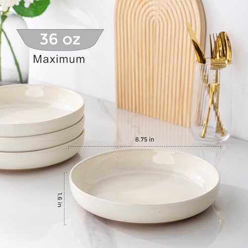 8.75'' Large Ceramic Pasta Bowls (4 Count)