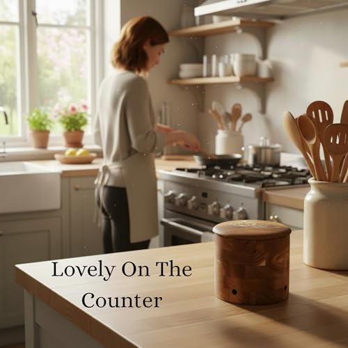 The Garlic Shack Acacia Wood Garlic Keeper For Counter With Lid 4 Inch