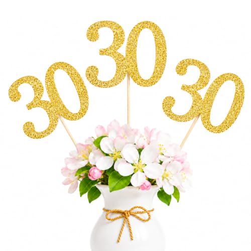 10Pcs Gold 30th Birthday & Anniversary Centerpiece Sticks (10 Count)