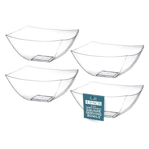 4 Pack Disposable Clear Plastic Party Bowls (4 Count)