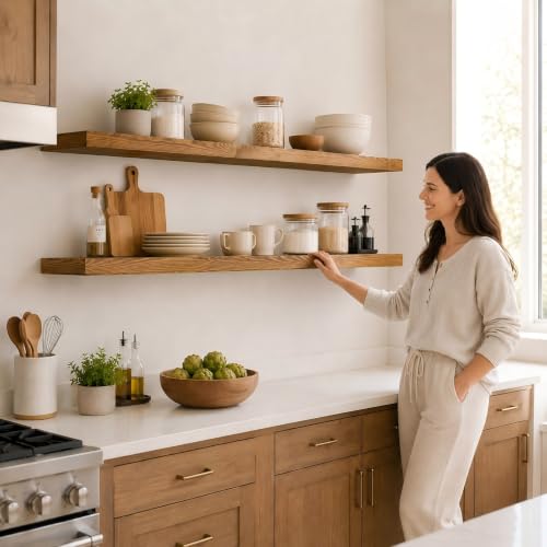 Rustic Floating Shelves 72 inch Long 8 "deep Set of 2