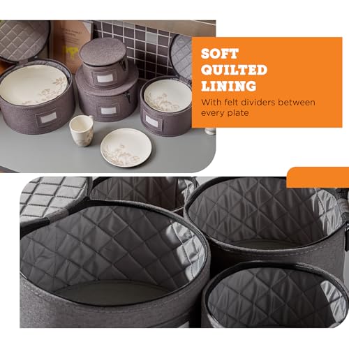 4 Piece Quilted China Plate Storage Set