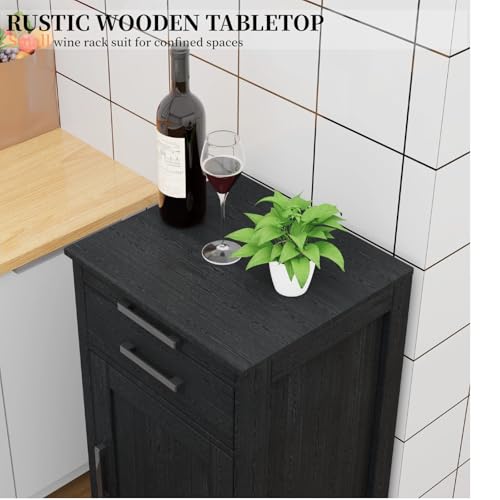 6 Tier Wine Rack Freestanding Floor with 2 Drawers