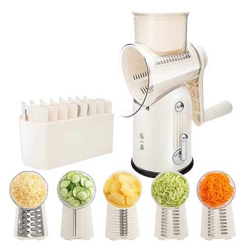 Rotary Cheese Grater 5 Blades Mandoline Slicer for Vegetable